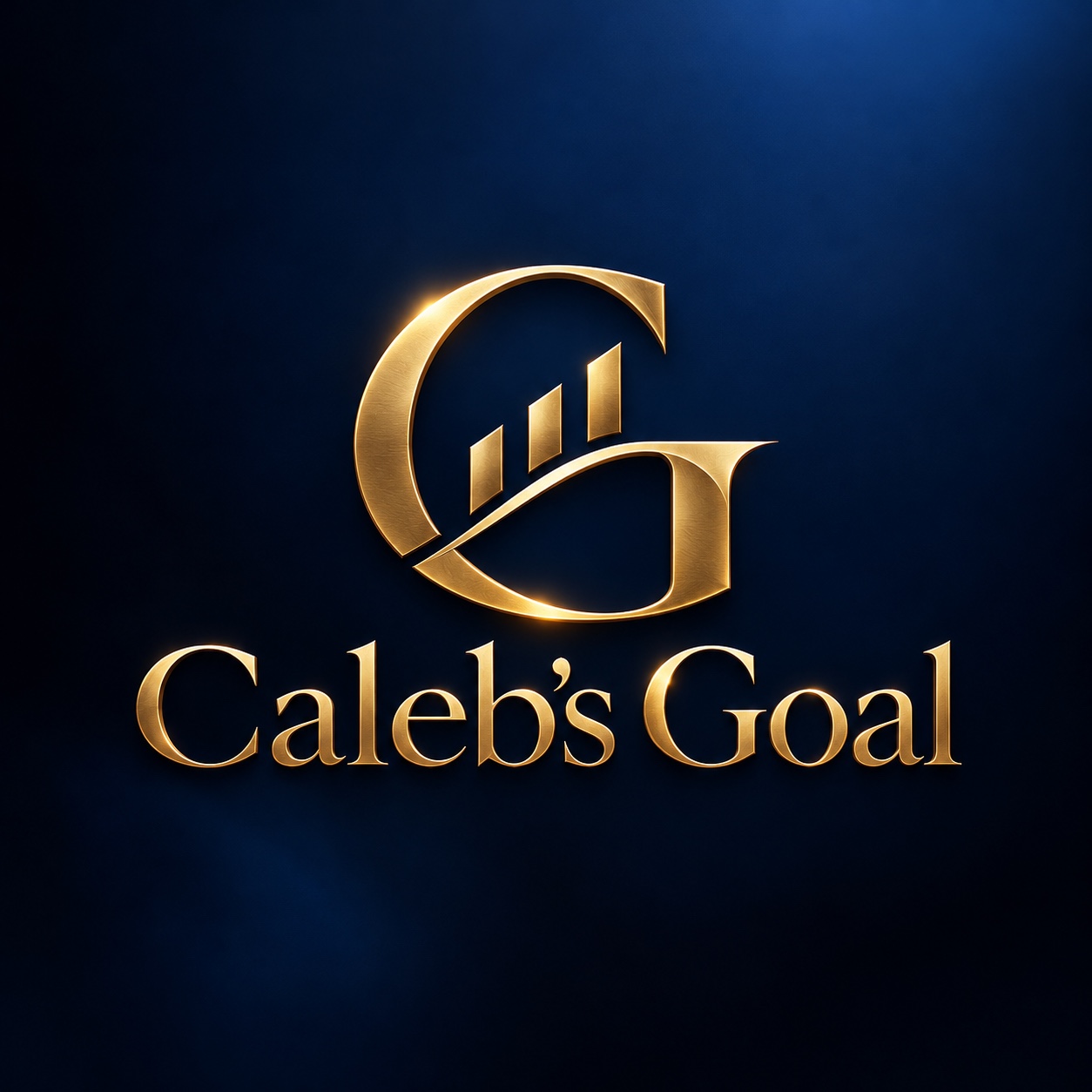 Logo oficial de Caleb’s Goal, monograma dorado sobre azul profundo